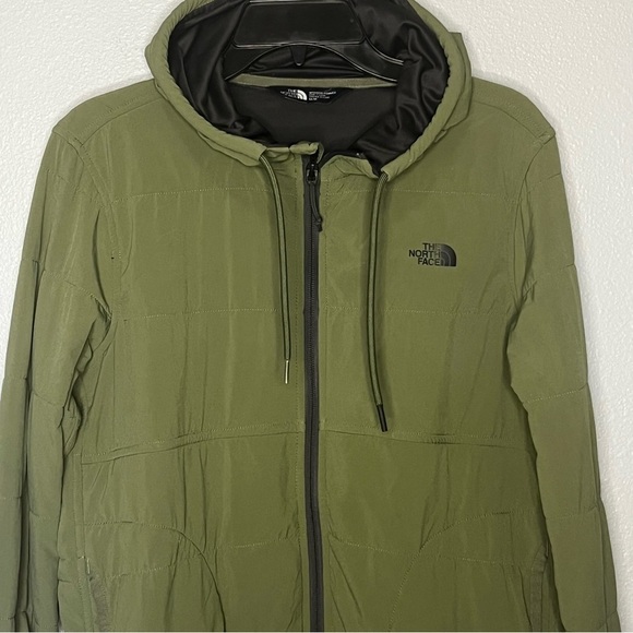 The North Face Lightweight Fabric Quilted Jacket Medium Green Hooded Full Zip - Picture 2 of 11